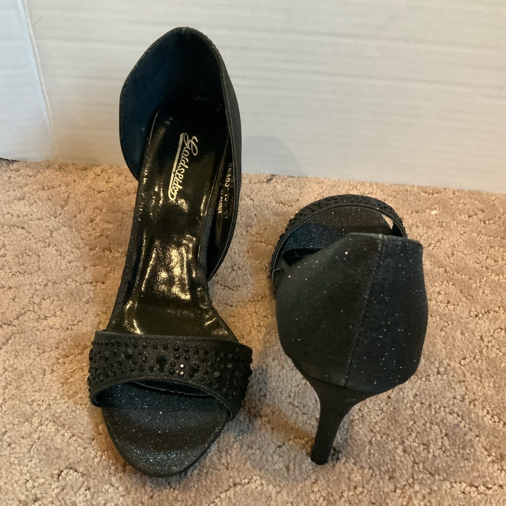 Fancy black heels with bling